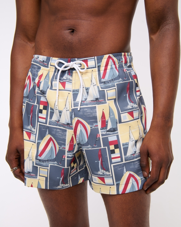 Pull-On Swim Trunk, Royal Indigo Pattern view 1