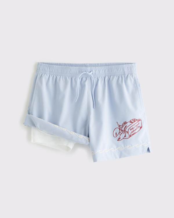 Pull-On Embroidered Swim Trunk