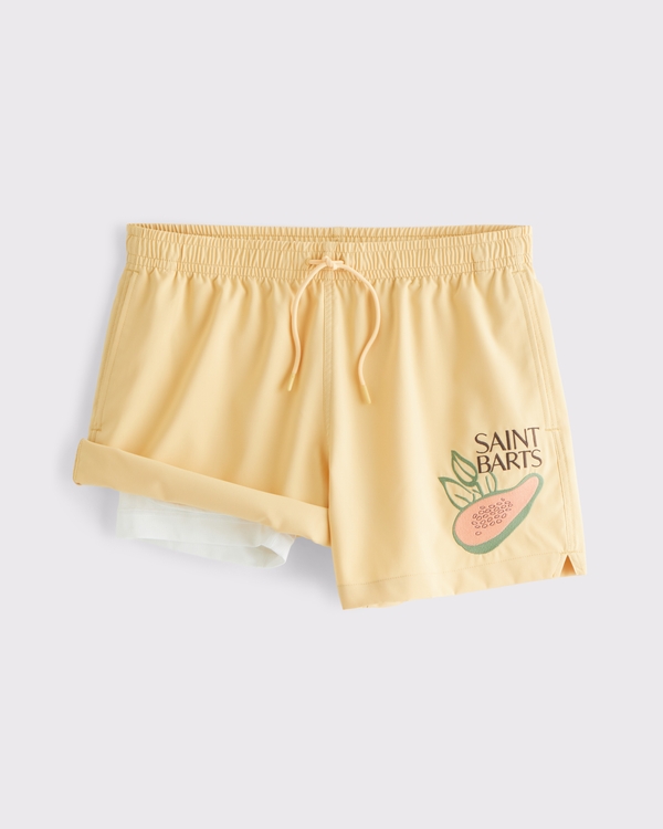 Pull-On Embroidered Swim Trunk