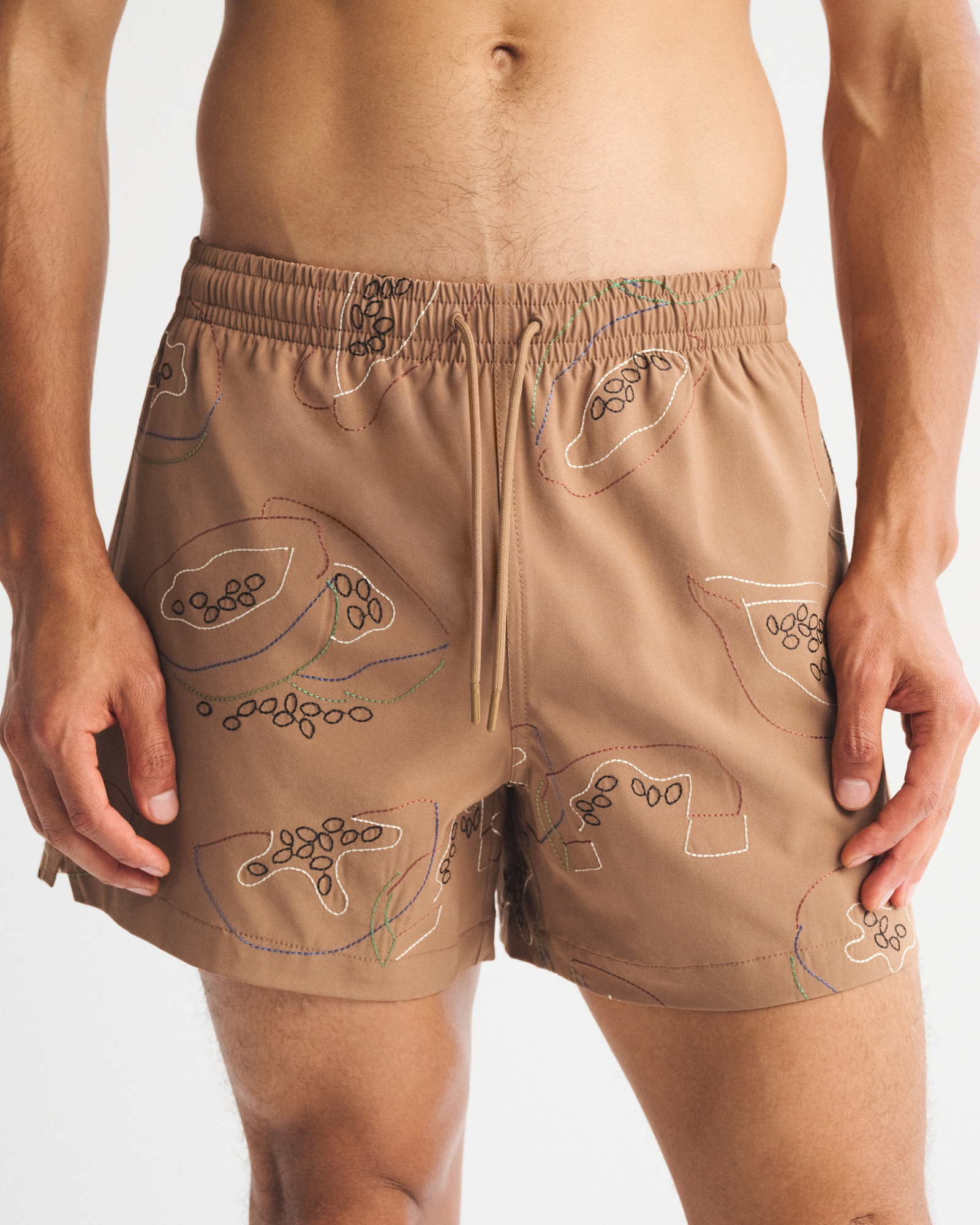 Pull-On Embroidered Swim Trunk