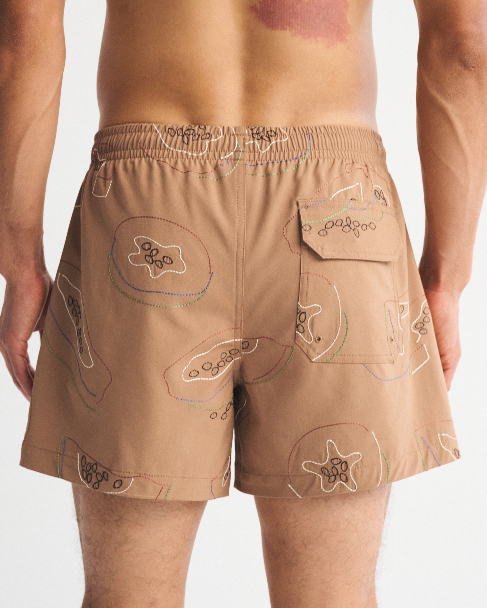 Pull-On Embroidered Swim Trunk