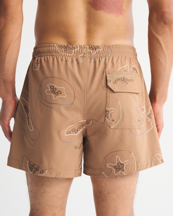 Pull-On Embroidered Swim Trunk