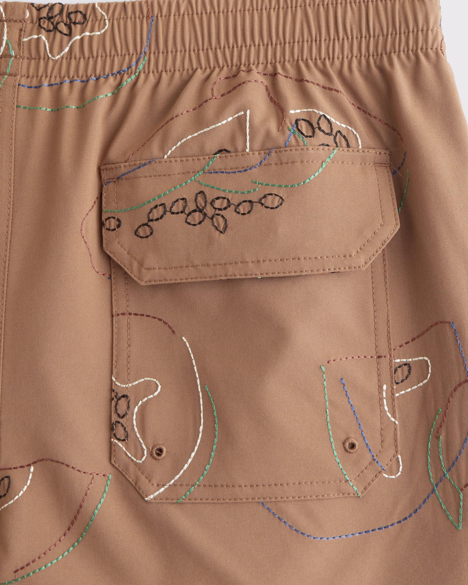 Pull-On Embroidered Swim Trunk