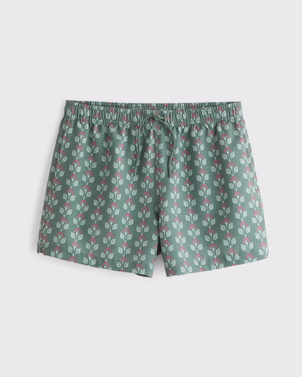 Pull-On Seersucker Swim Trunk, Green Pattern view 1