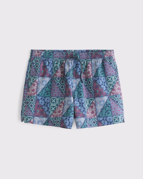 Pull-On Seersucker Swim Trunk, Green Pattern view 1