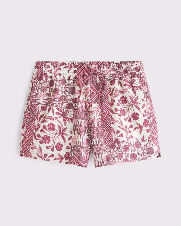 Pull-On Seersucker Swim Trunk, Pink Pattern view 1