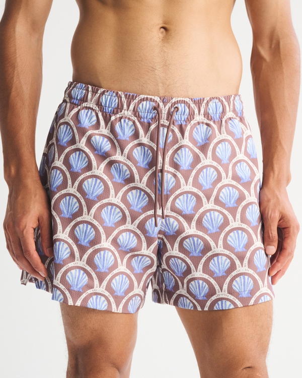 Pull-On Seersucker Swim Trunk, Brown Pattern view 1