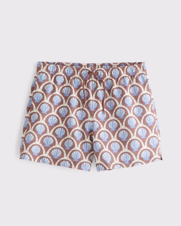 Shorts de baño de sirsaca y sin cierres, Estampado Marrón view 1