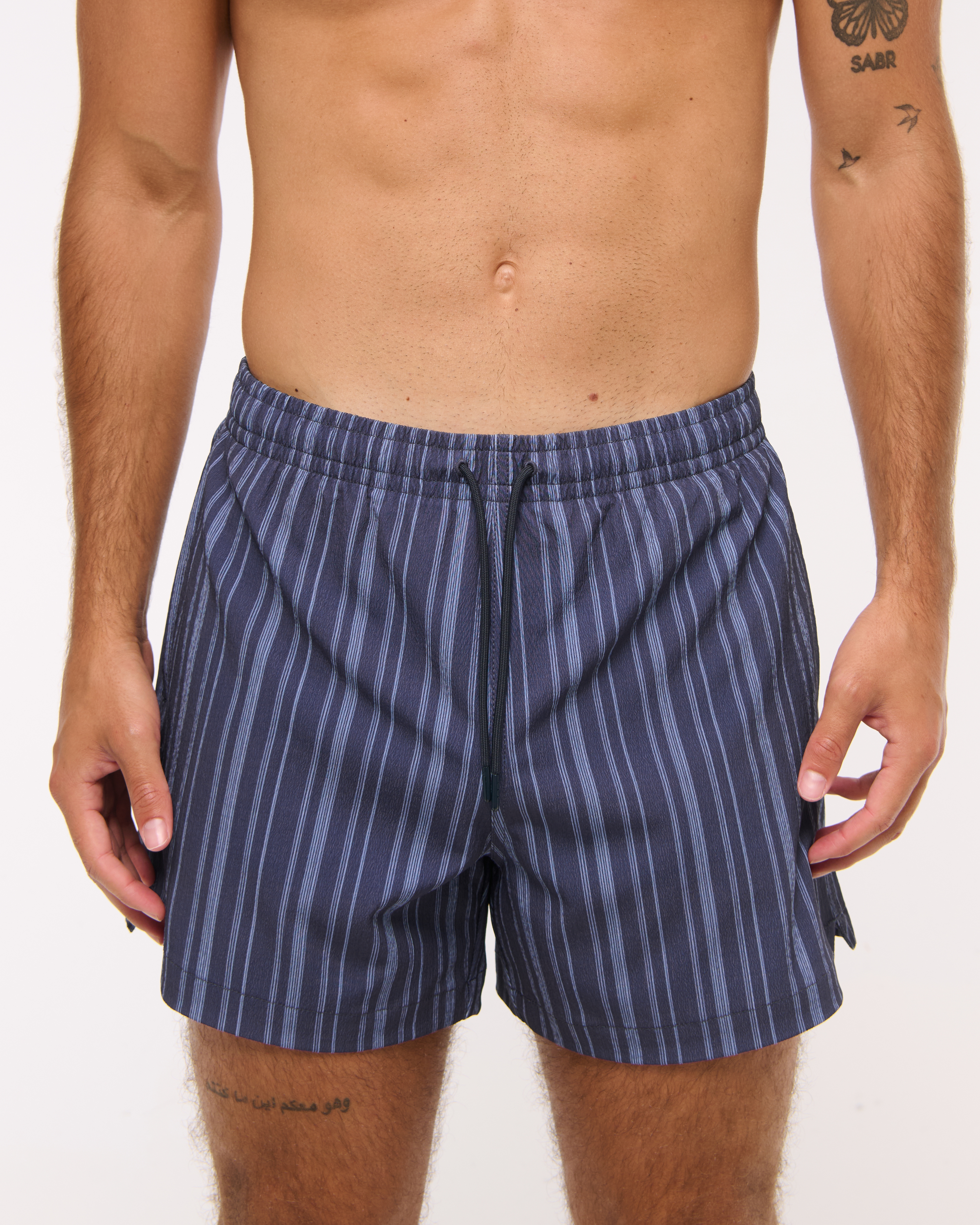 Abercrombie & Fitch Pull-on Micro-texture Swim Trunk In Blue