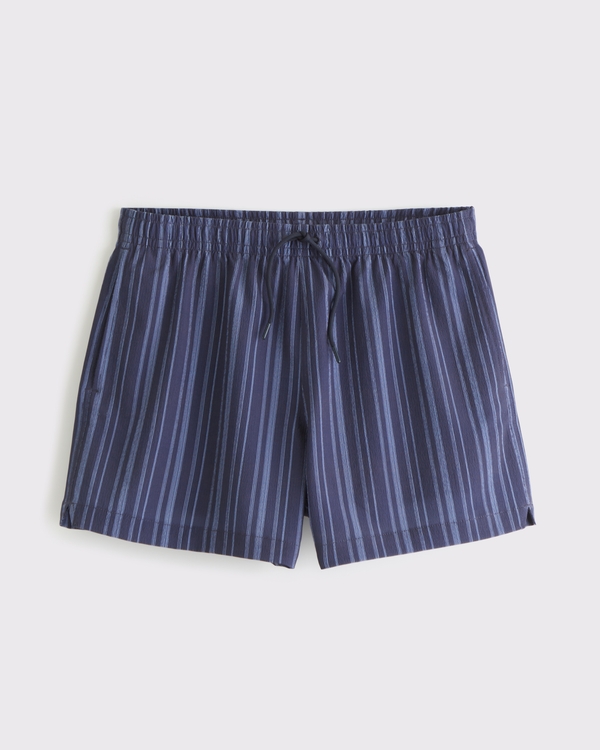 Shorts de baño con micro textura sin cierres, Rayas Deep Navy view 1