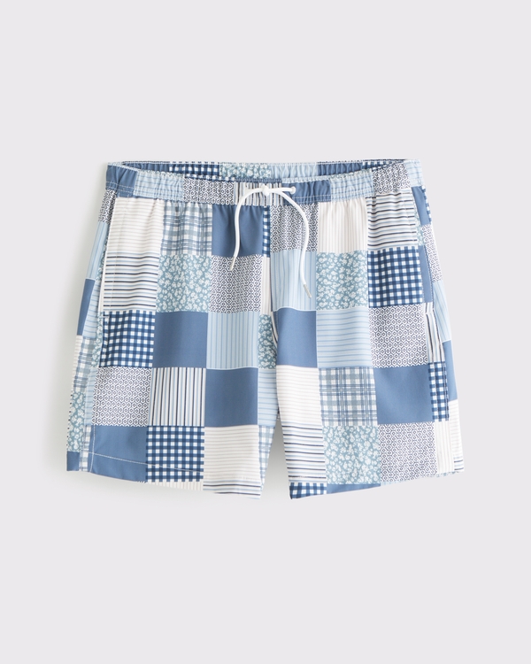 Pull-On Unlined Swim Short, Blue Pattern view 1