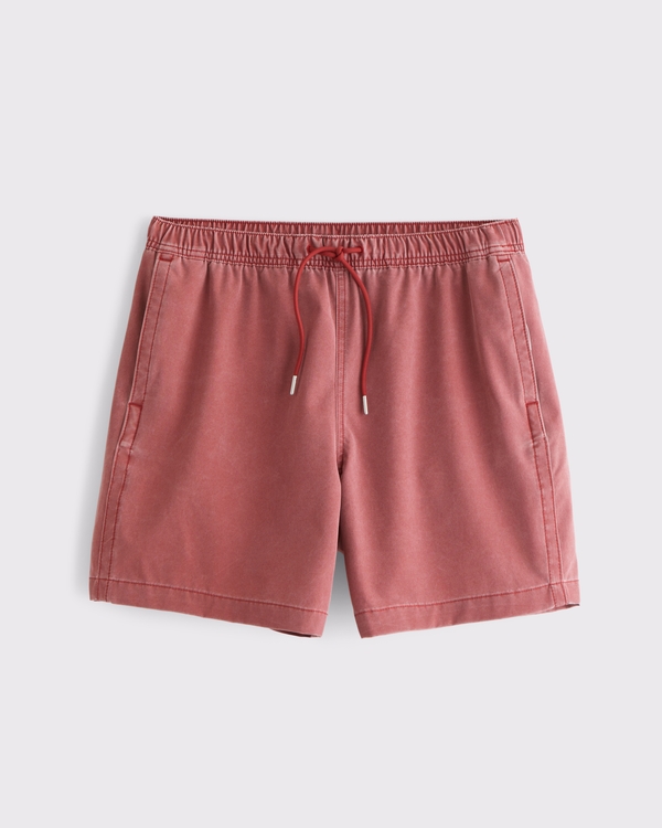 Pull-On Unlined Swim Short, Rich Ruby Wash view 1