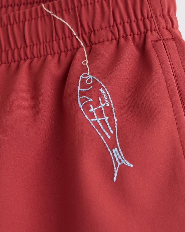 Pull-On Embroidered Swim Trunk