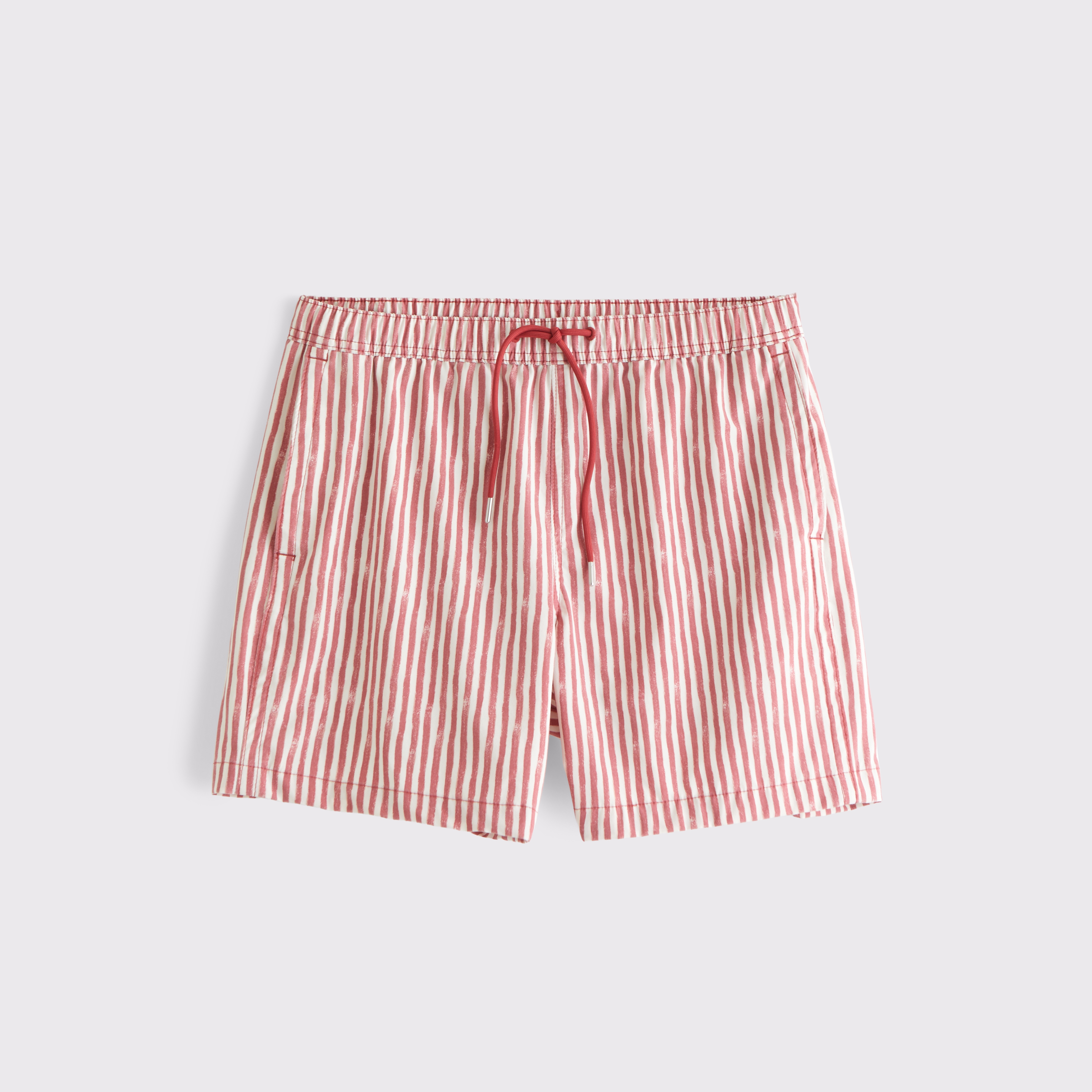 Пляжные шорты Pull-On Lined для мужчин — Abercrombie & Fitch, цвет: Красный полосатый — фото 1