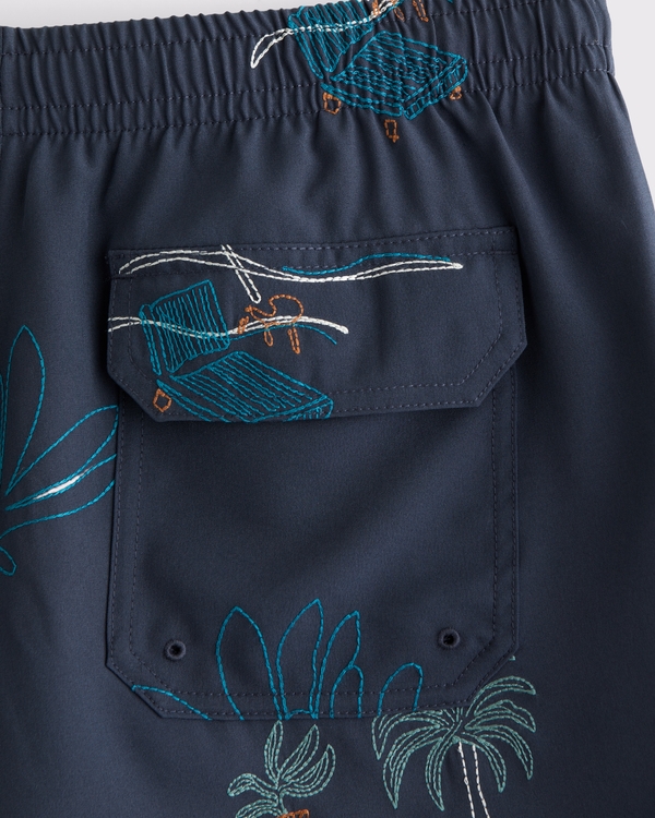 Pull-On Embroidered Swim Trunk
