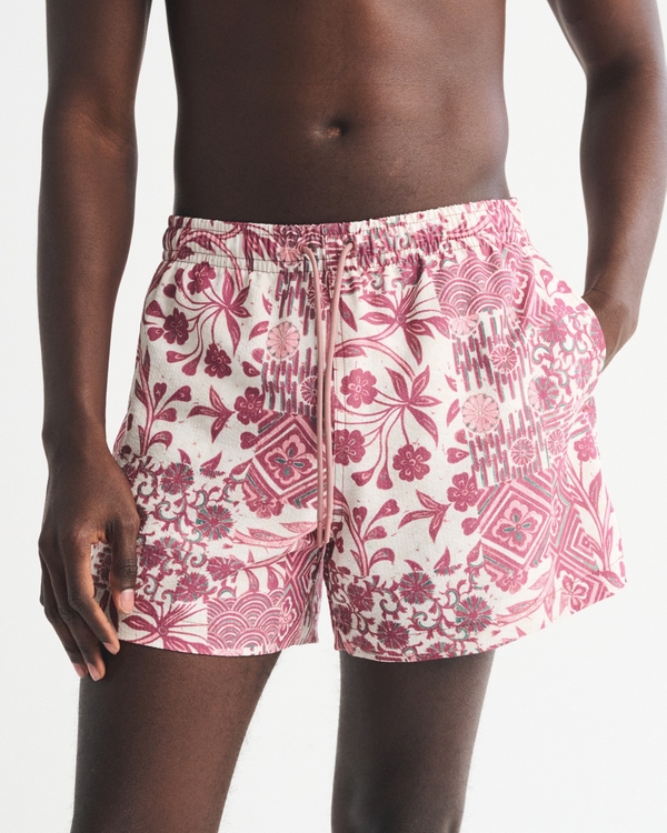 Pull-On Swim Trunk, Pink Pattern view 1