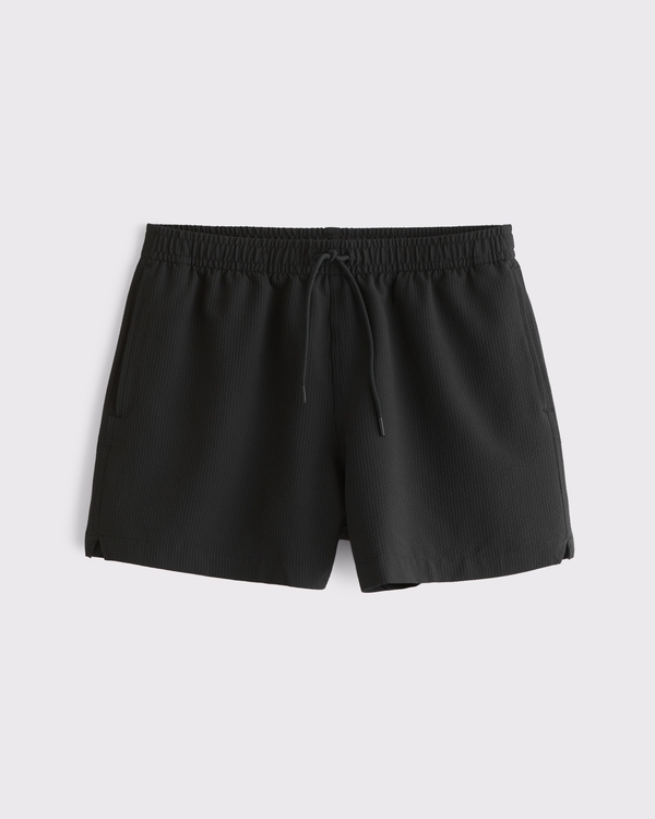 Pull-On Seersucker Swim Trunk, Black view 1