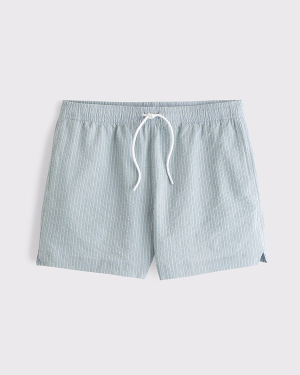 Pull-On Swim Trunk, Light Blue Stripe view 1