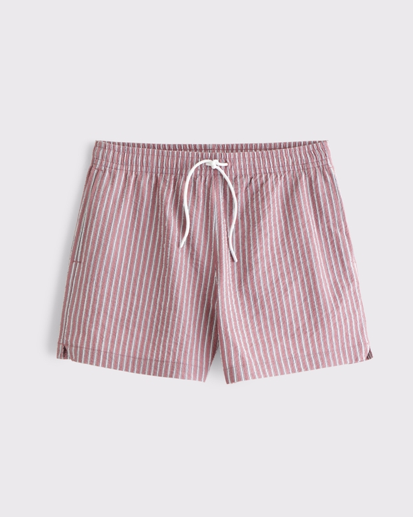 Pull-On Micro-Texture Swim Trunk, Pink Stripe view 1