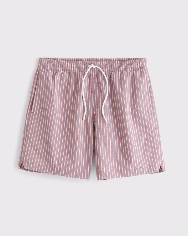 Pull-On Seersucker Swim Trunk, Pink Stripe view 1
