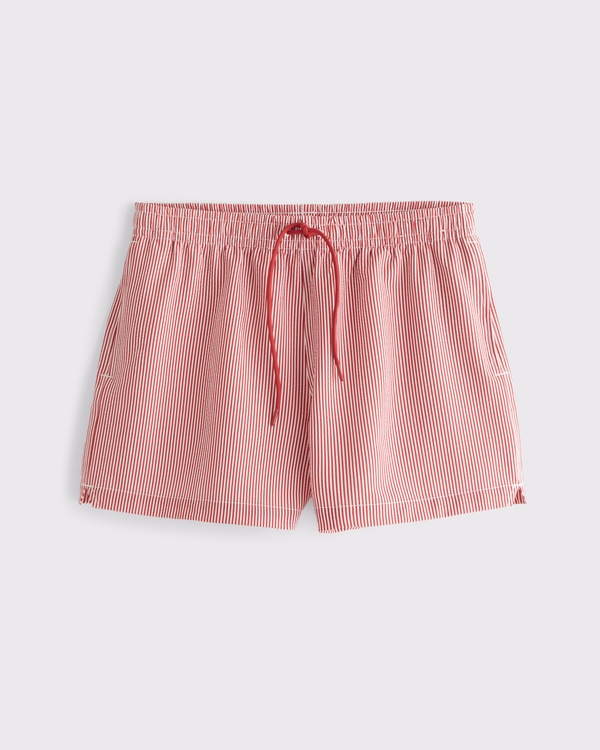 Pull-On Seersucker Swim Trunk, Fiery Red Stripe view 2