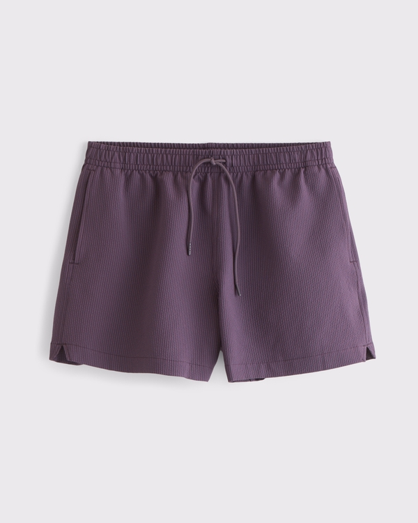 Pull-On Seersucker Swim Trunk, Plum view 1