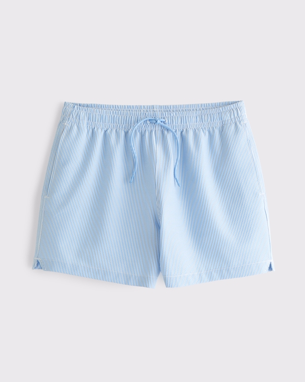 Pull-On Swim Trunk, Blue And White Stripe view 1