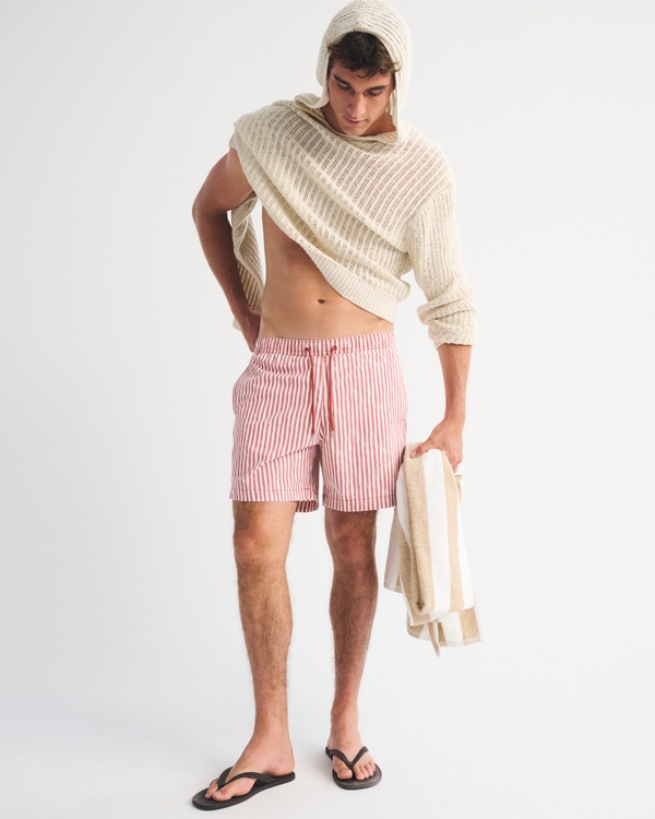 Pull-On Swim Short, Red Stripe view 2
