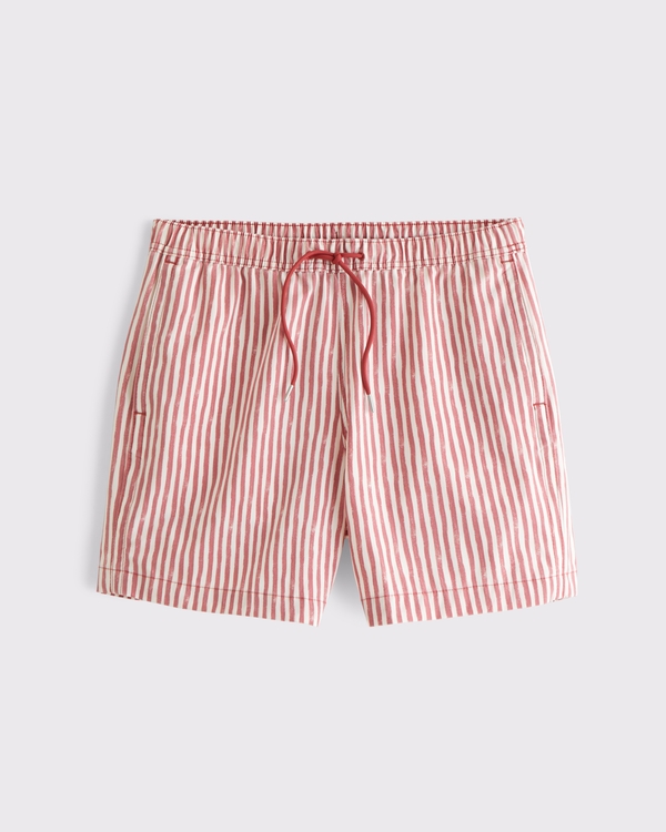 Pull-On Swim Short, Red Stripe view 1