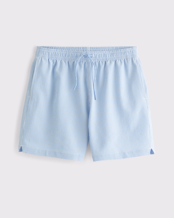 Pull-On Seersucker Swim Trunk, Blue Stripe view 1