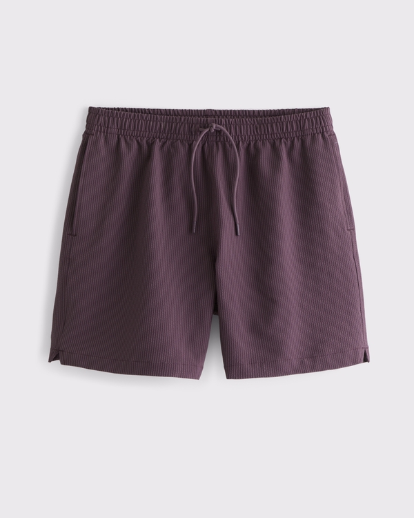 Pull-On Seersucker Swim Trunk, Plum view 1