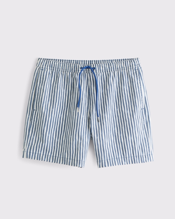 Pull-On Swim Short, Blue Stripe view 1