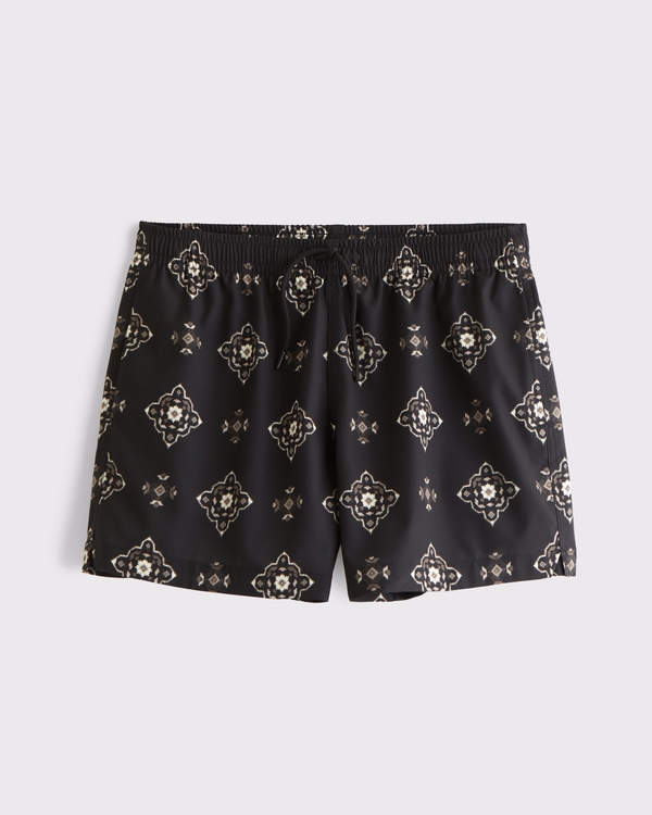 Pull-On Swim Trunk, Black Pattern view 1