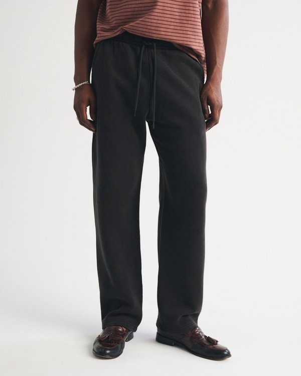 Essential Straight Open-Hem Sweatpant, Washed Black view 2