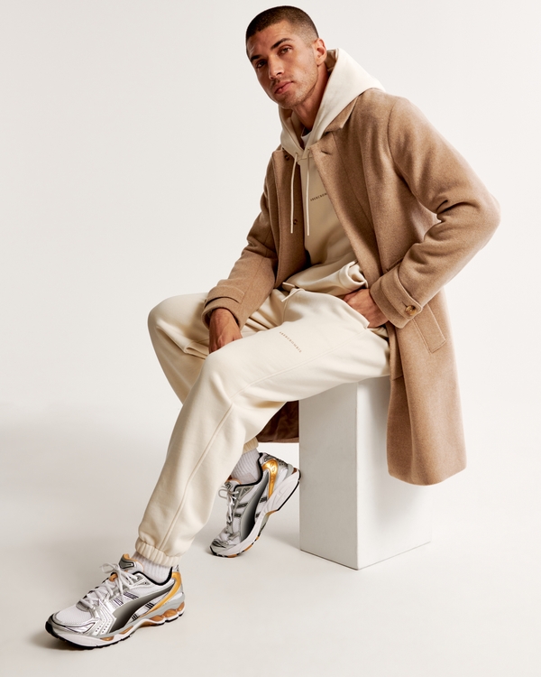 Premium Heavyweight Logo Cinched Sweatpant, Cream