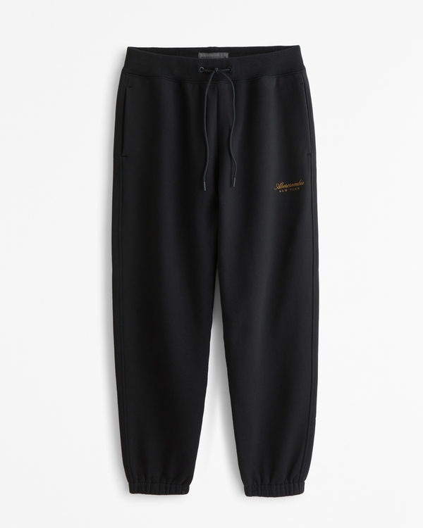 Premium Heavyweight Logo Cinched Sweatpant, Black