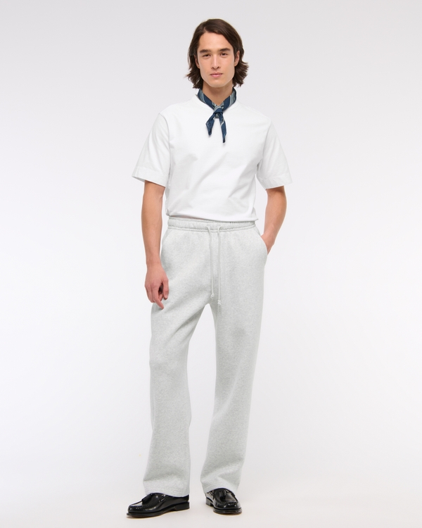 Baggy Open-Hem Sweatpant, Light Heather Gray