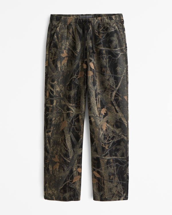 Baggy Open-Hem Sweatpant, Olive Green Camo