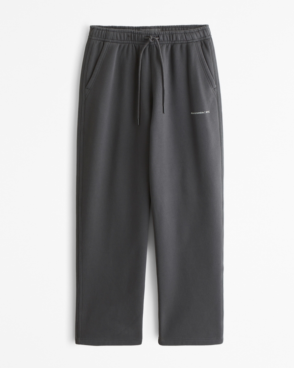 Baggy Logo Open-Hem Sweatpant, Dark Gray