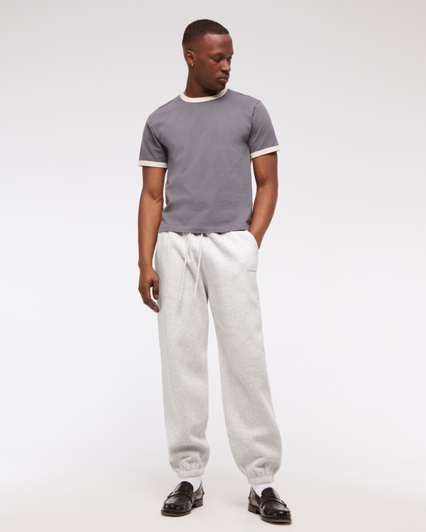 Pantalon de jogging resserré avec micro logo baggy, Gris Chiné Clair view 2