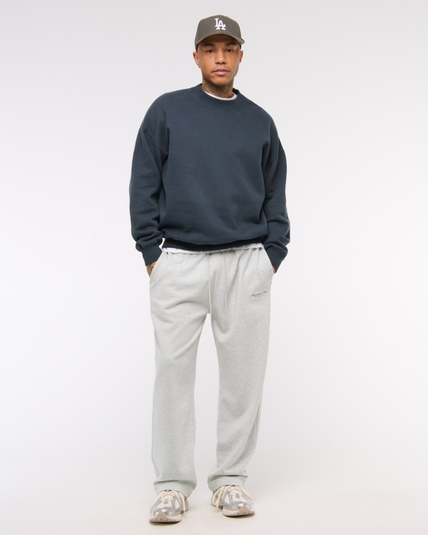 Pantaloni di felpa a fondo aperto con logo French Terry, Grigio Chiaro Mélange view 2
