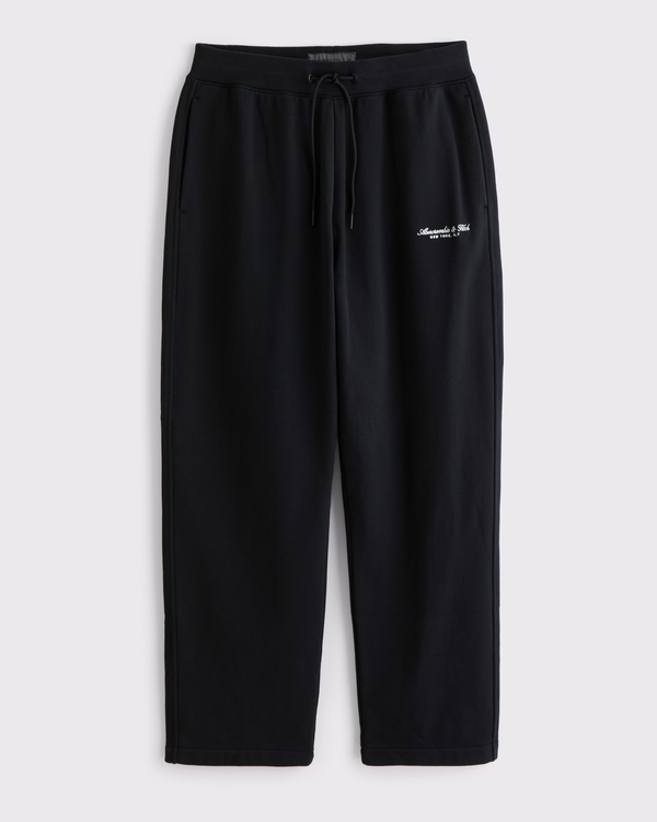 Pantaloni di felpa a fondo aperto con logo French Terry, Nero view 1
