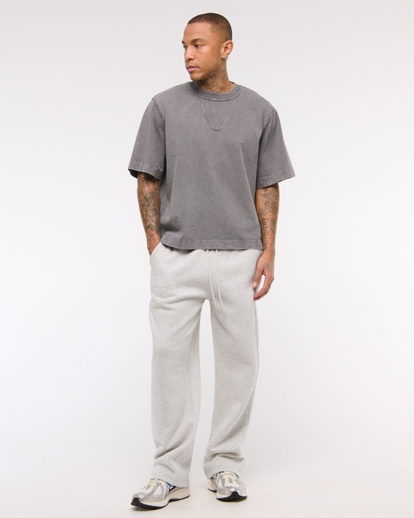 Pantaloni di felpa a fondo aperto con logo, Grigio Chiaro Mélange view 2