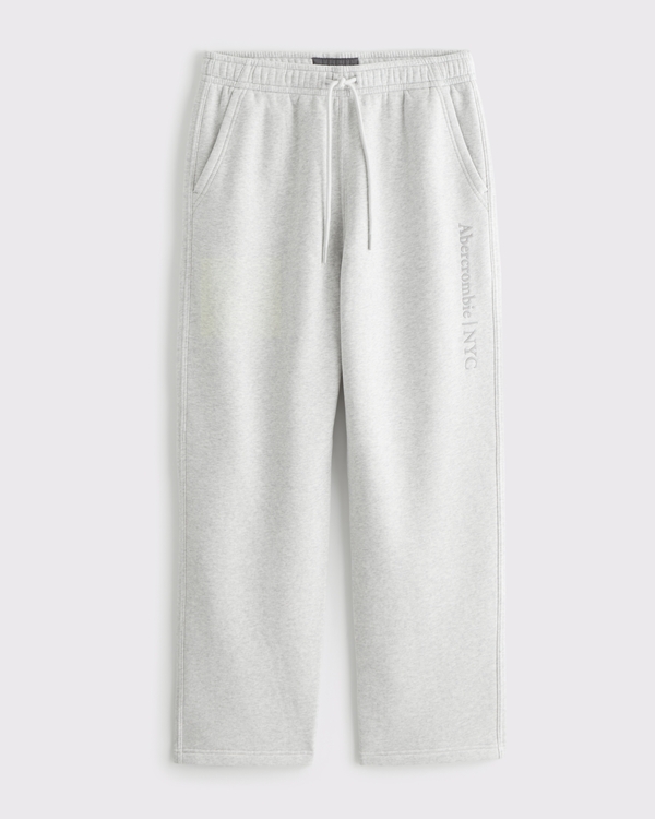 Pantaloni di felpa a fondo aperto con logo, Grigio Chiaro Mélange view 1