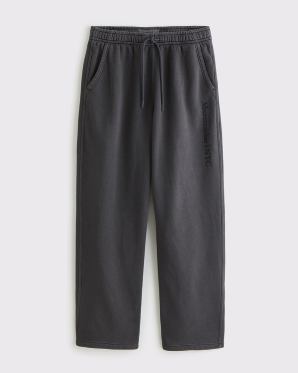 Pantaloni di felpa a fondo aperto con logo, Grigio Sera view 1