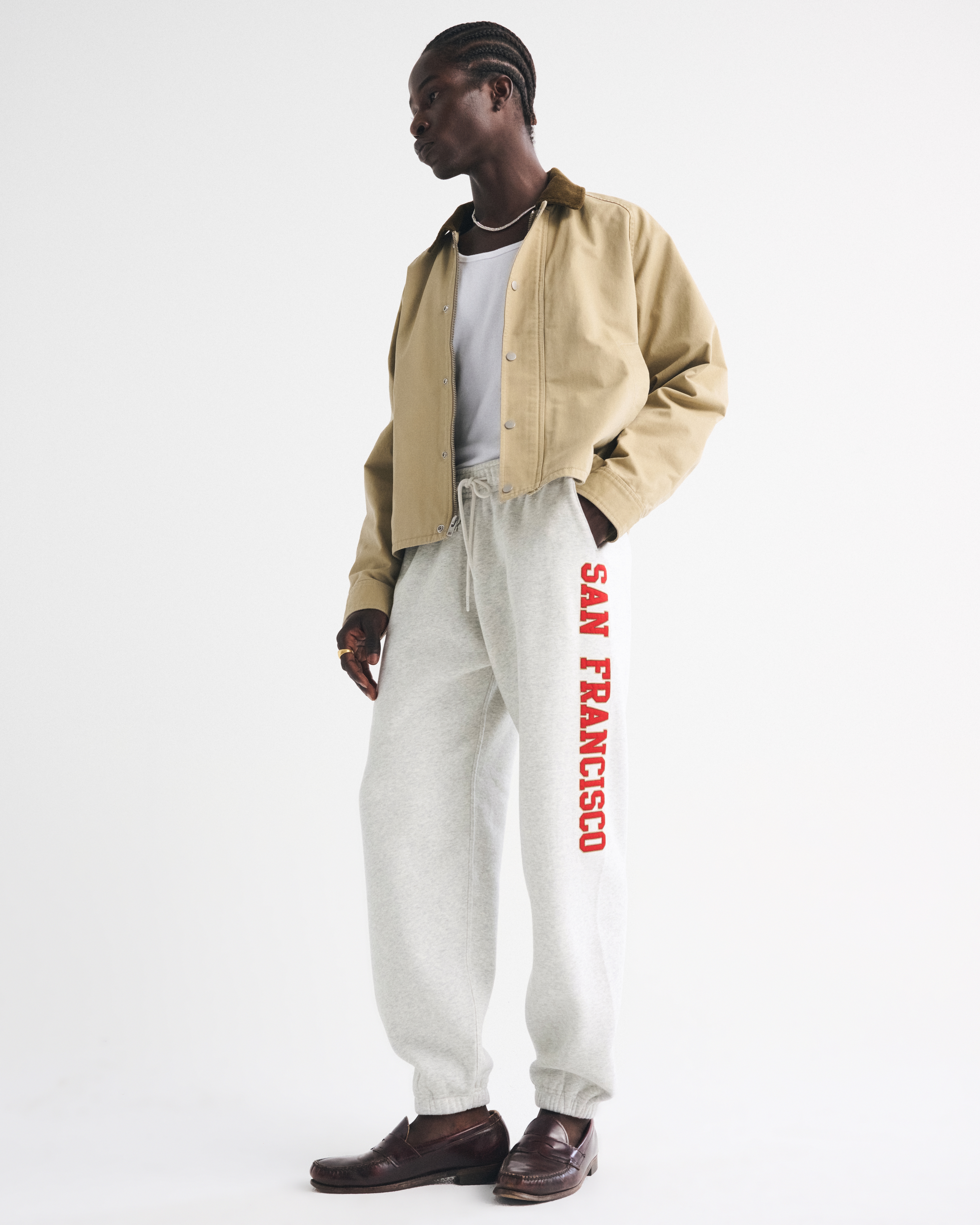 Abercrombie & Fitch San Francisco 49ers Baggy Cinched Sweatpant In Gray