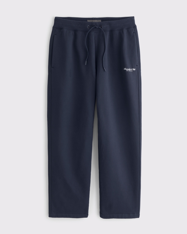 Schwere Premium-Jogginghose mit offenem Saum und Logo, Dark Indigo view 1