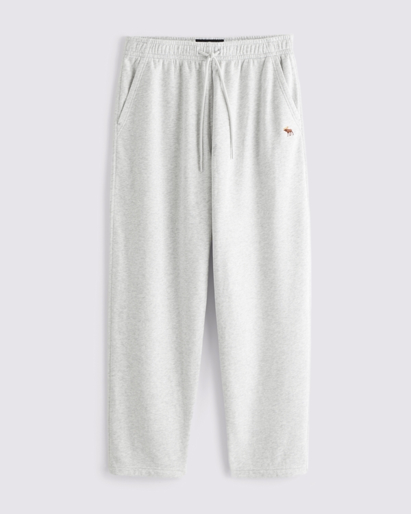 Pantalones de chándal con dobladillo abierto rectos de felpa, Gris Jaspeado Claro view 1