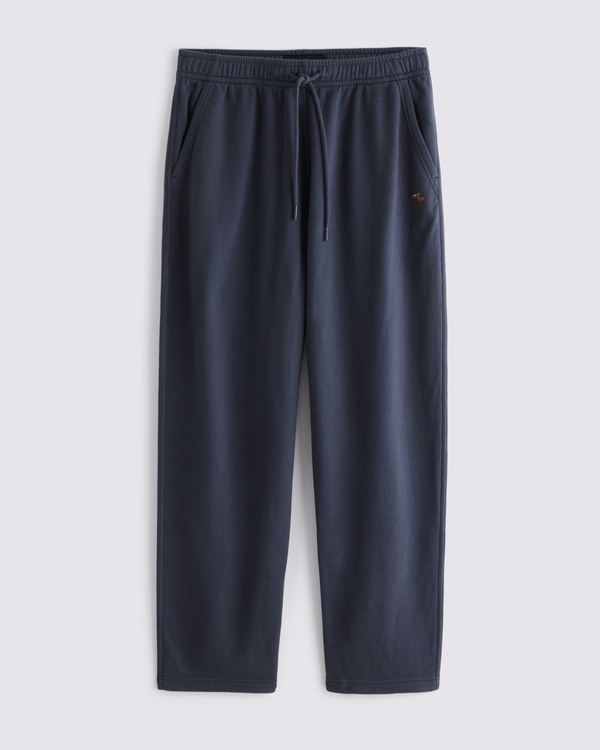 Pantalones de chándal con dobladillo abierto rectos de felpa, Zafiro view 1