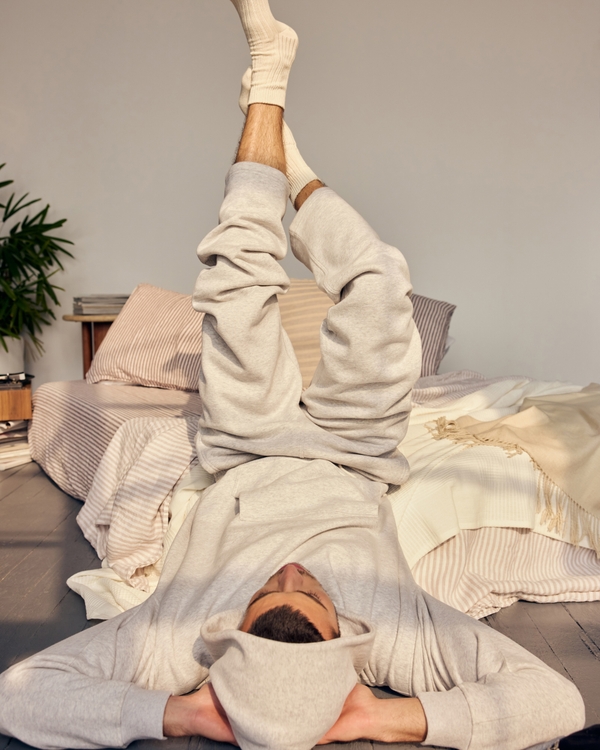 Essential Straight Open-Hem Sweatpant, Light Heather Gray view 1